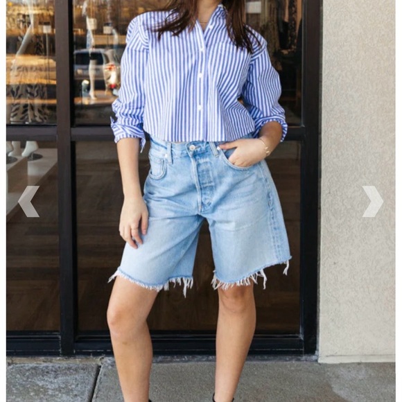 Rails Ramy Mariner Stripe Cropped Cotton Button Down S - Picture 2 of 11